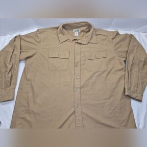 LL Bean Chamois Flannel Shirt Men XLARGE Beige Long Sleeve Button Pockets 0MT03